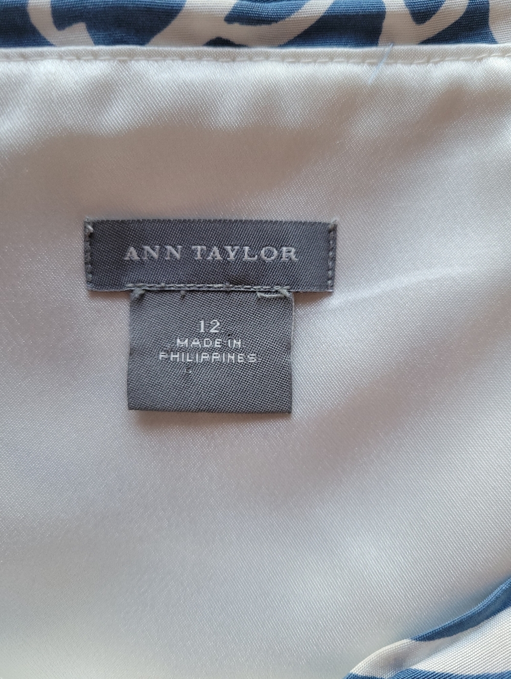​Ann Taylor 100% Silk Blue White Floral Strapless Ruched Cocktail Dress Size 12 - Picture 9 of 10